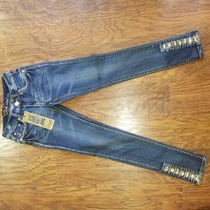LA Idol Rhinestone Spangle Skinny Jeans Size 3