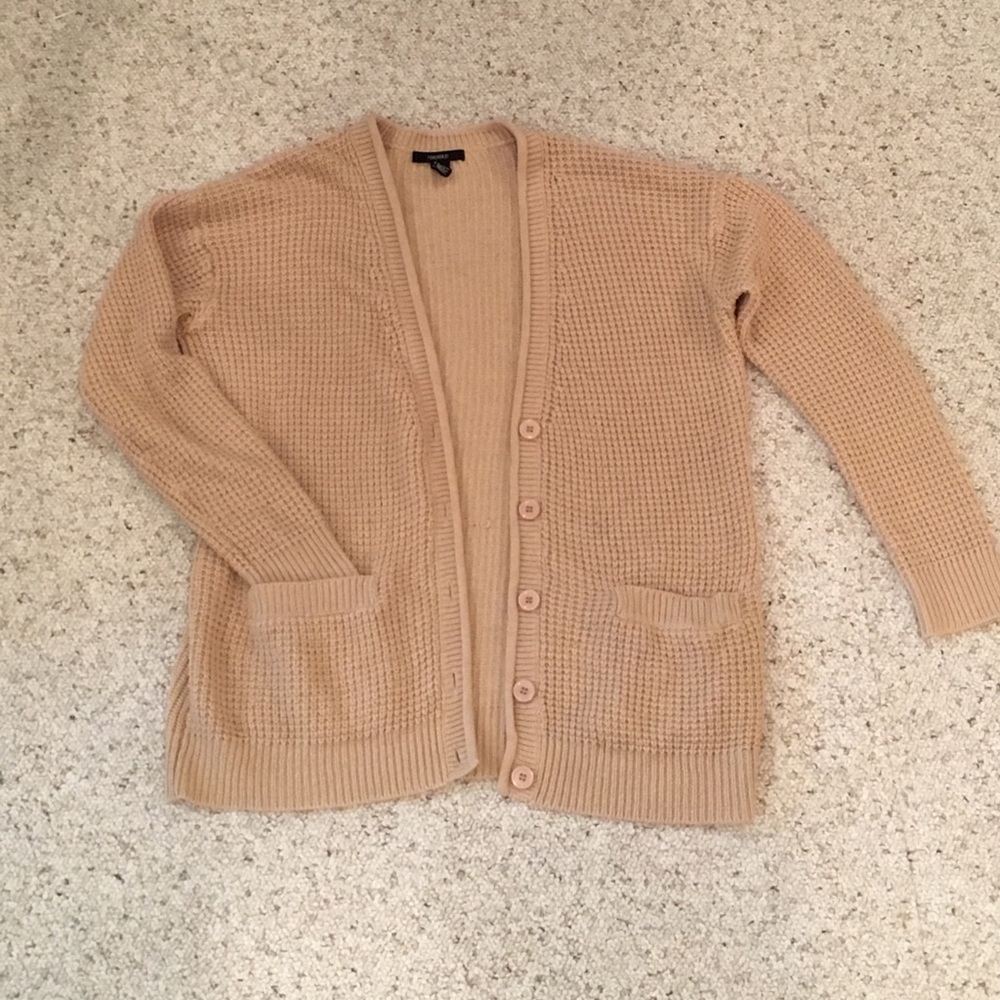 Forever21 tan waffle knit cardigan size large
