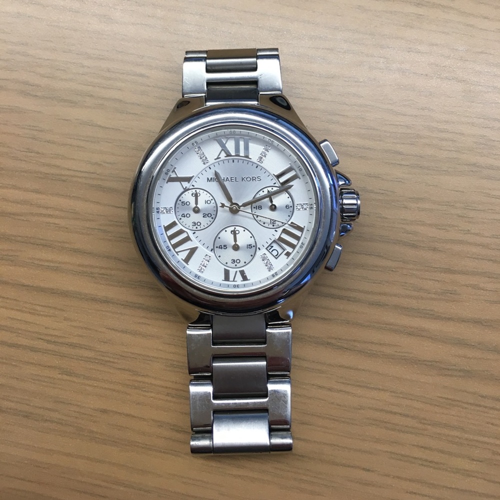 Silver Michael Kors watch with sparkle detail
