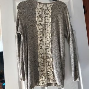 Grey sweater lace detailed back