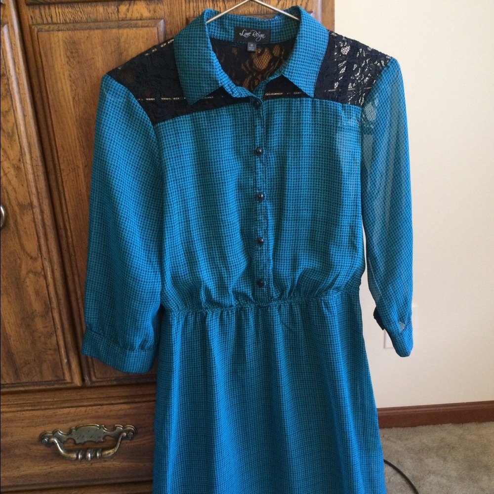 Blue and black lace dress
