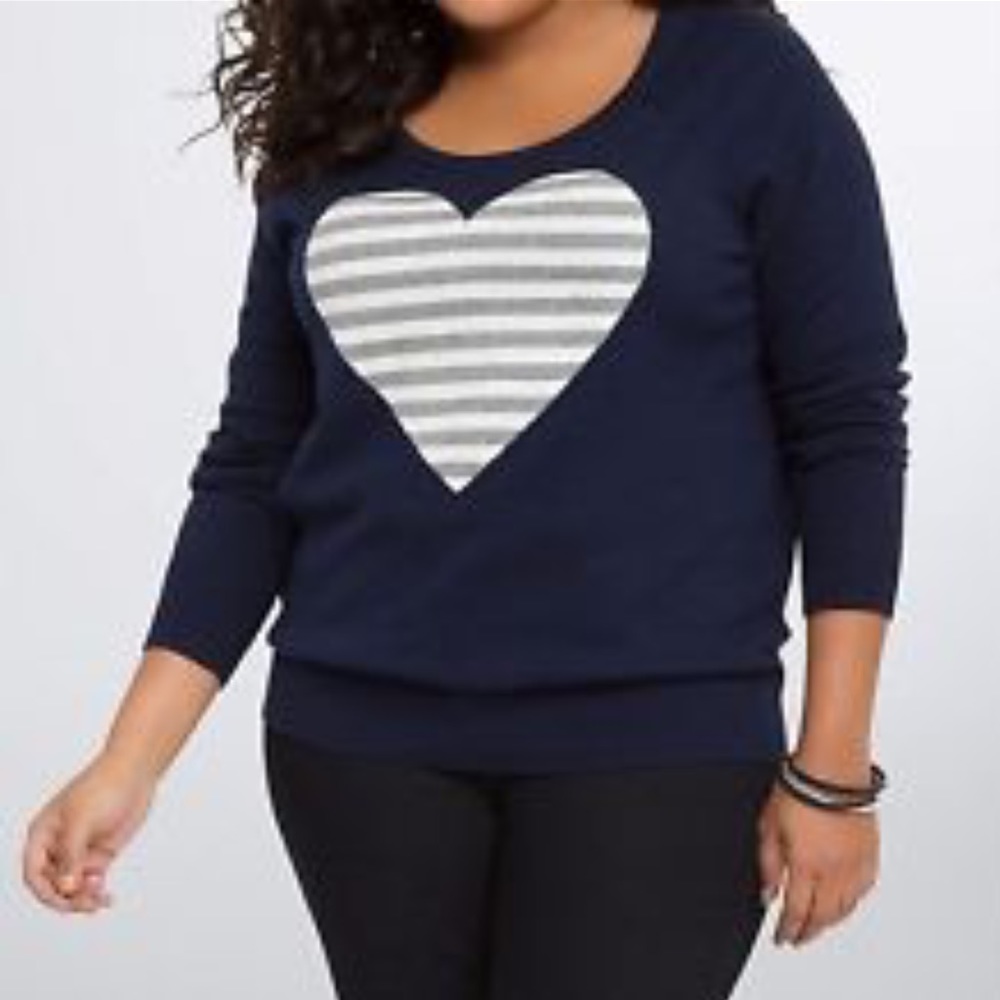 Torrid navy blue striped heart sweater - Picture 1 of 4