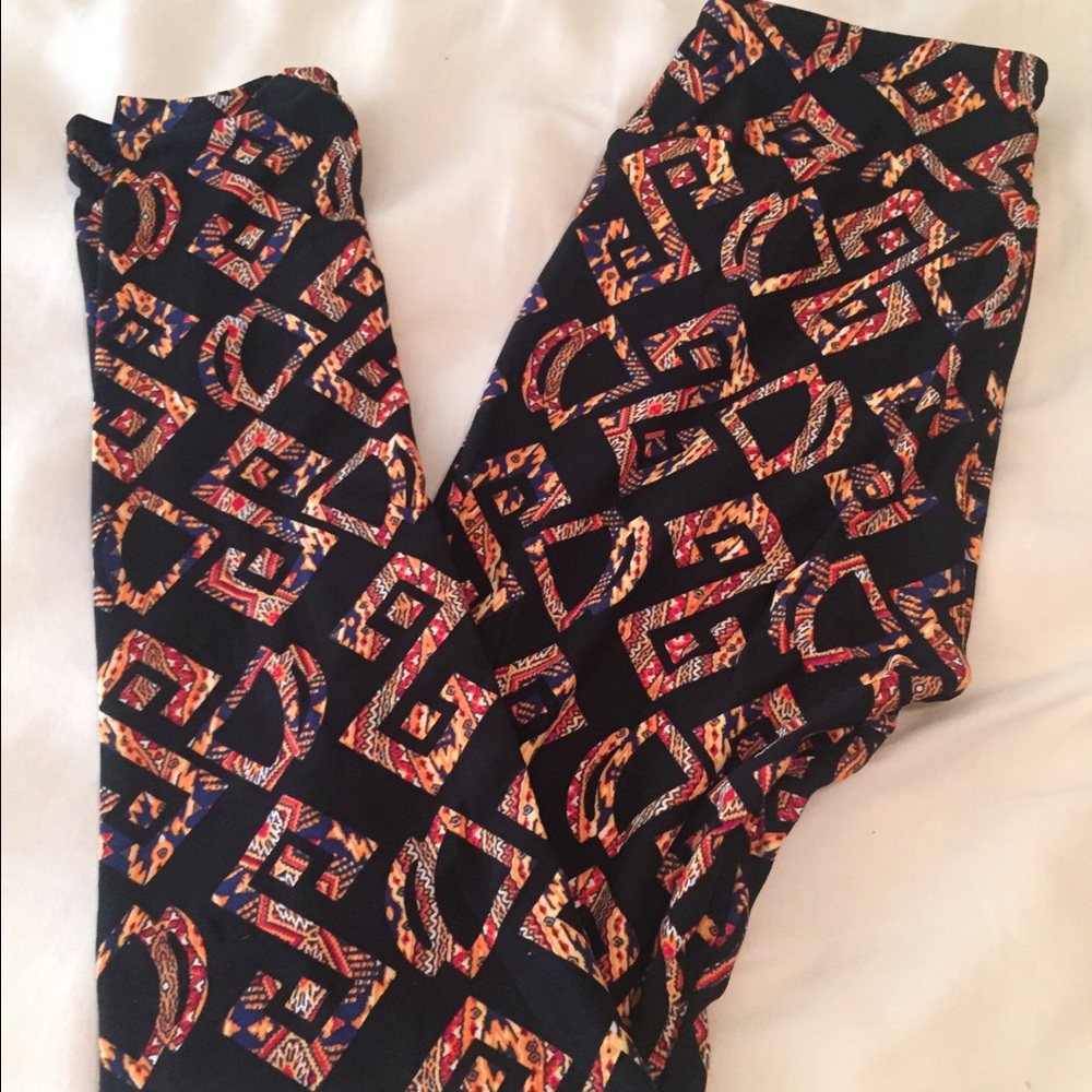 Lularoe OS leggings black orange red