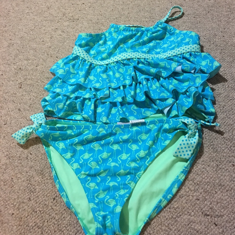 Youth girls flamingo tanking swimsuit