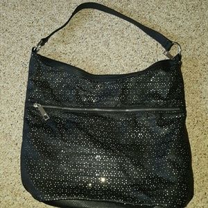 Black purse with silver sequin details