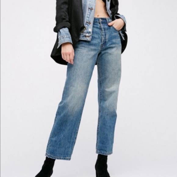 Free People Boyfriend Rolled Cropped Jeans - Picture 2 of 4
