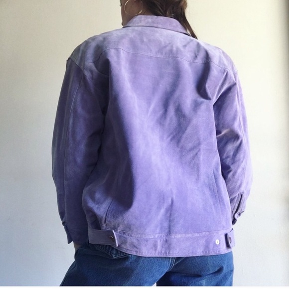 Vintage Lavender Suede Snap Front Jacket - Picture 2 of 3