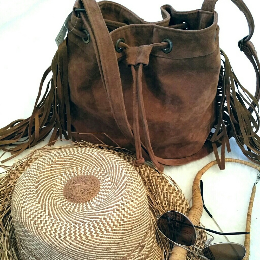 Boho Suede Fringe Bag NWT