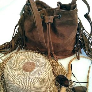 Boho Suede Fringe Bag NWT