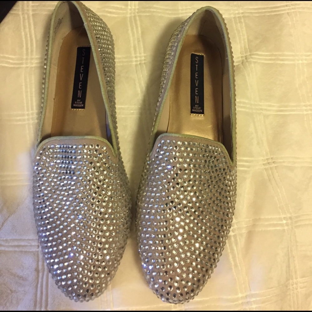 Steve Madden Tan Suede Rhinestone Shoes 8.5 M