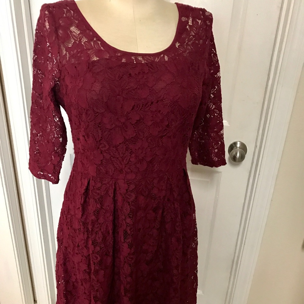 Burgundy wine lace dress