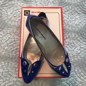 Italian blue flats w/ whimsical butterfly detail