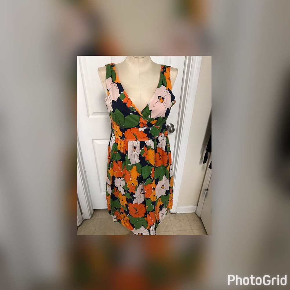 Liz Claiborne  Orange and Blue Plus Size Sundress