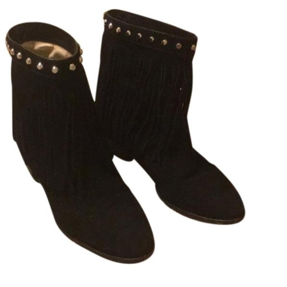 Michael Kors Black Suede Fringe Boots