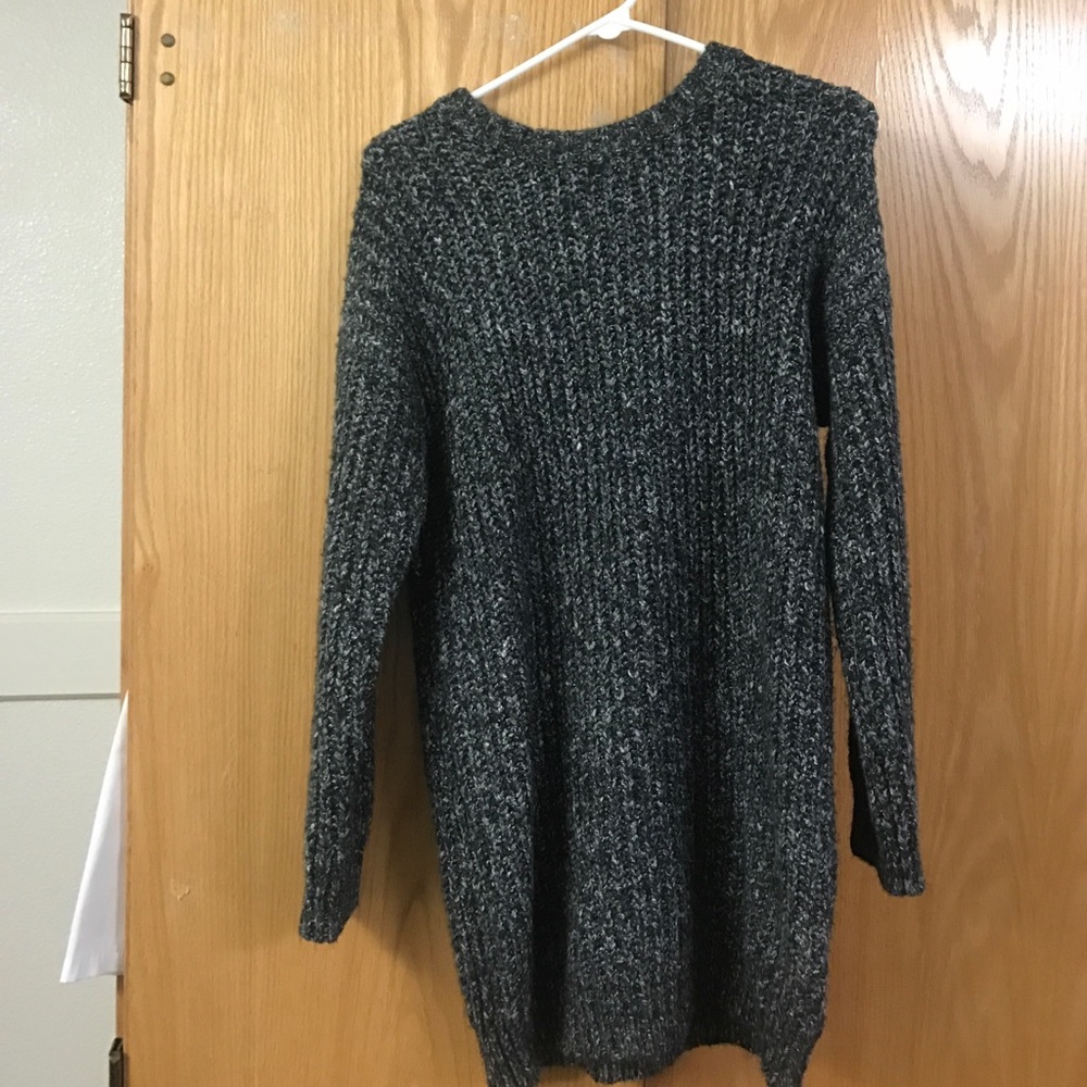 Heckled grey sweater dress