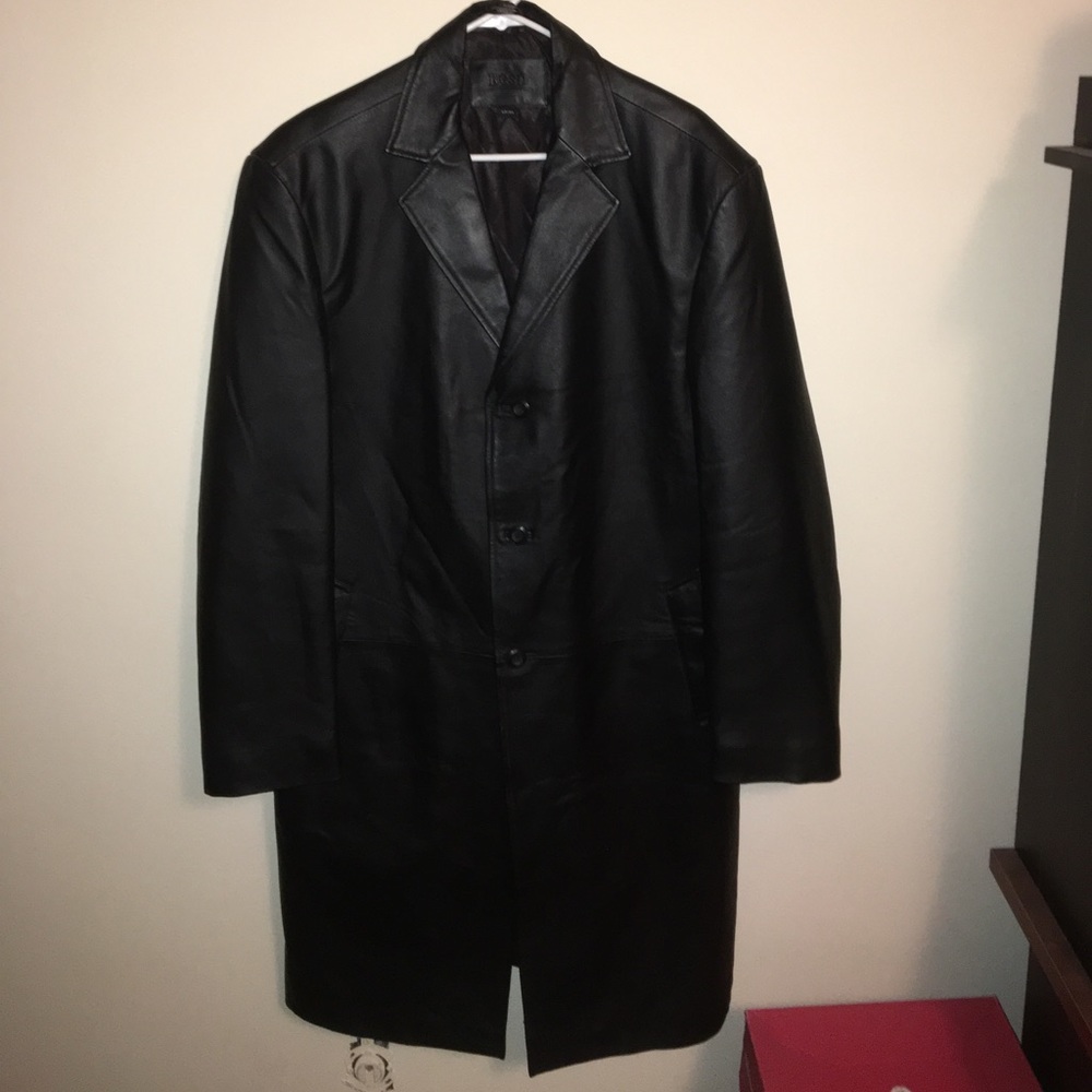 BGSD Men's Lambskin Leather Long Walking Coat