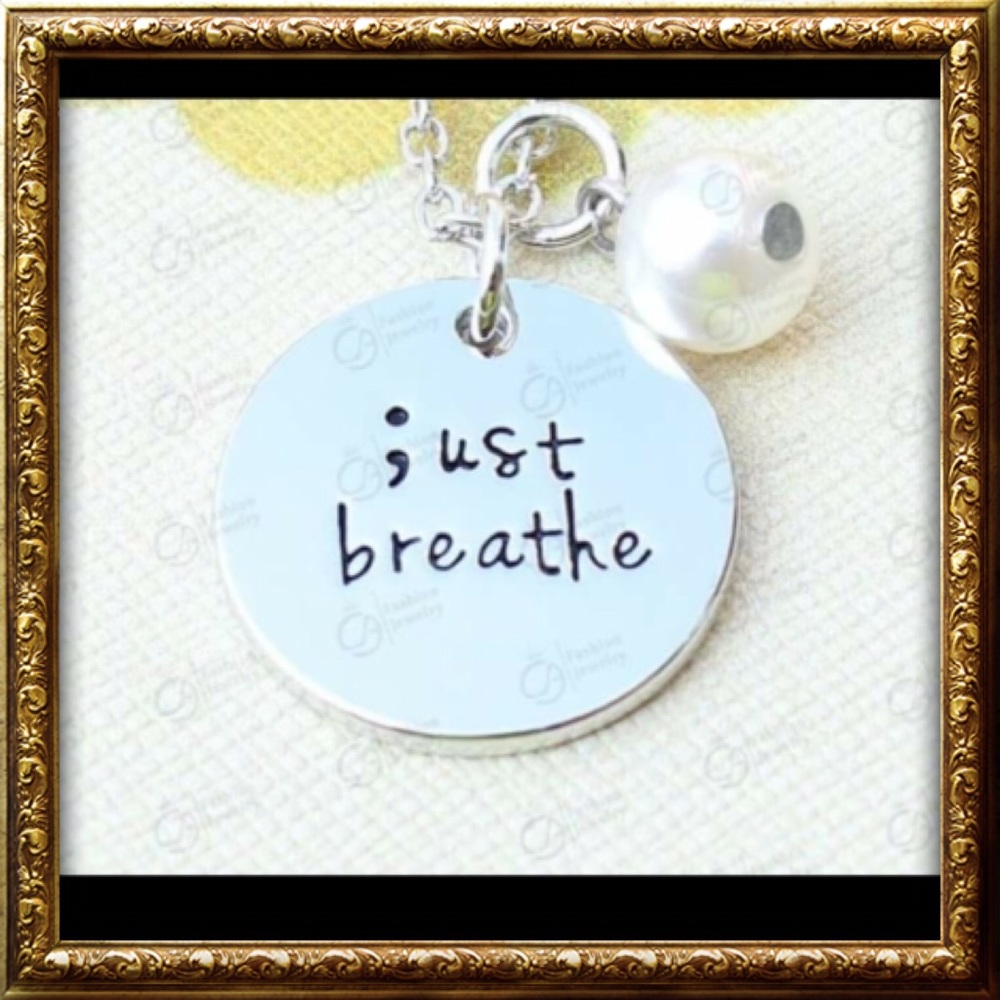 Semicolon necklace just breathe - Picture 1 of 7