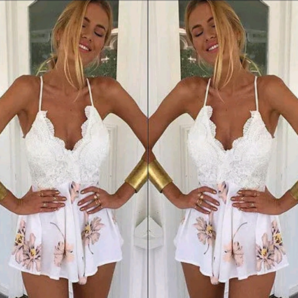 🌹Meihuida Lace Floral Sexy Romper - Picture 2 of 8