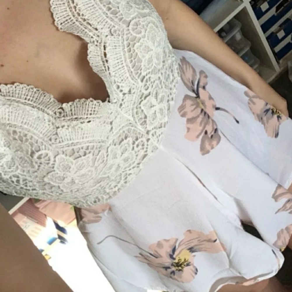 🌹Meihuida Lace Floral Sexy Romper - Picture 7 of 8