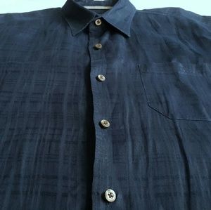 Tommy Bahama Via Palermo Navy Blue Linen  Shirt XL