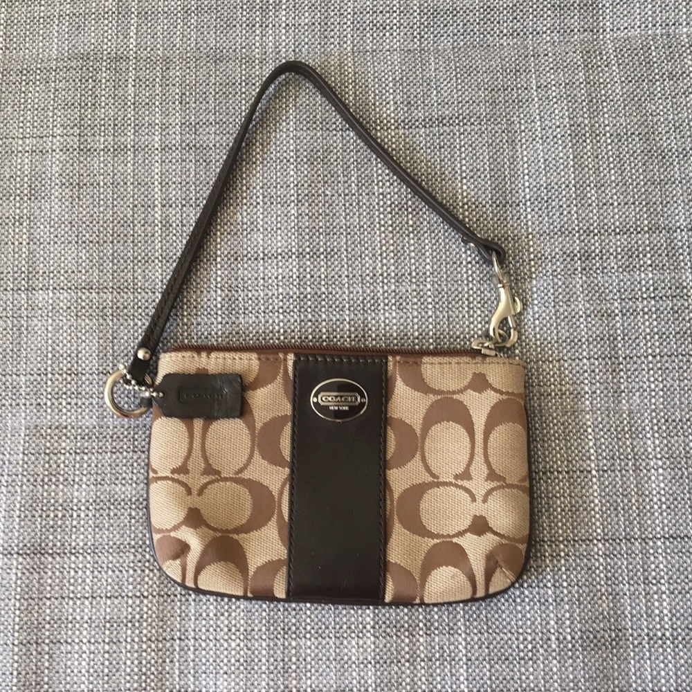 New Coach brown wristlet