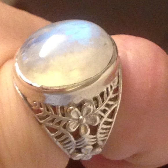 NWT GENUINE 20+ SRI LANKAN Rainbow Moonstone Ring - Picture 2 of 8