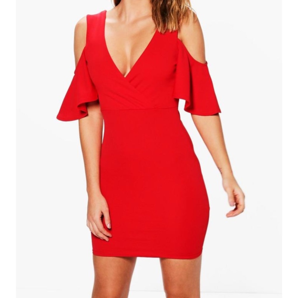 Red bodycon cocktail dress