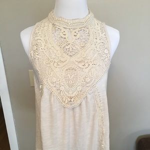 Romantic crochet bib top