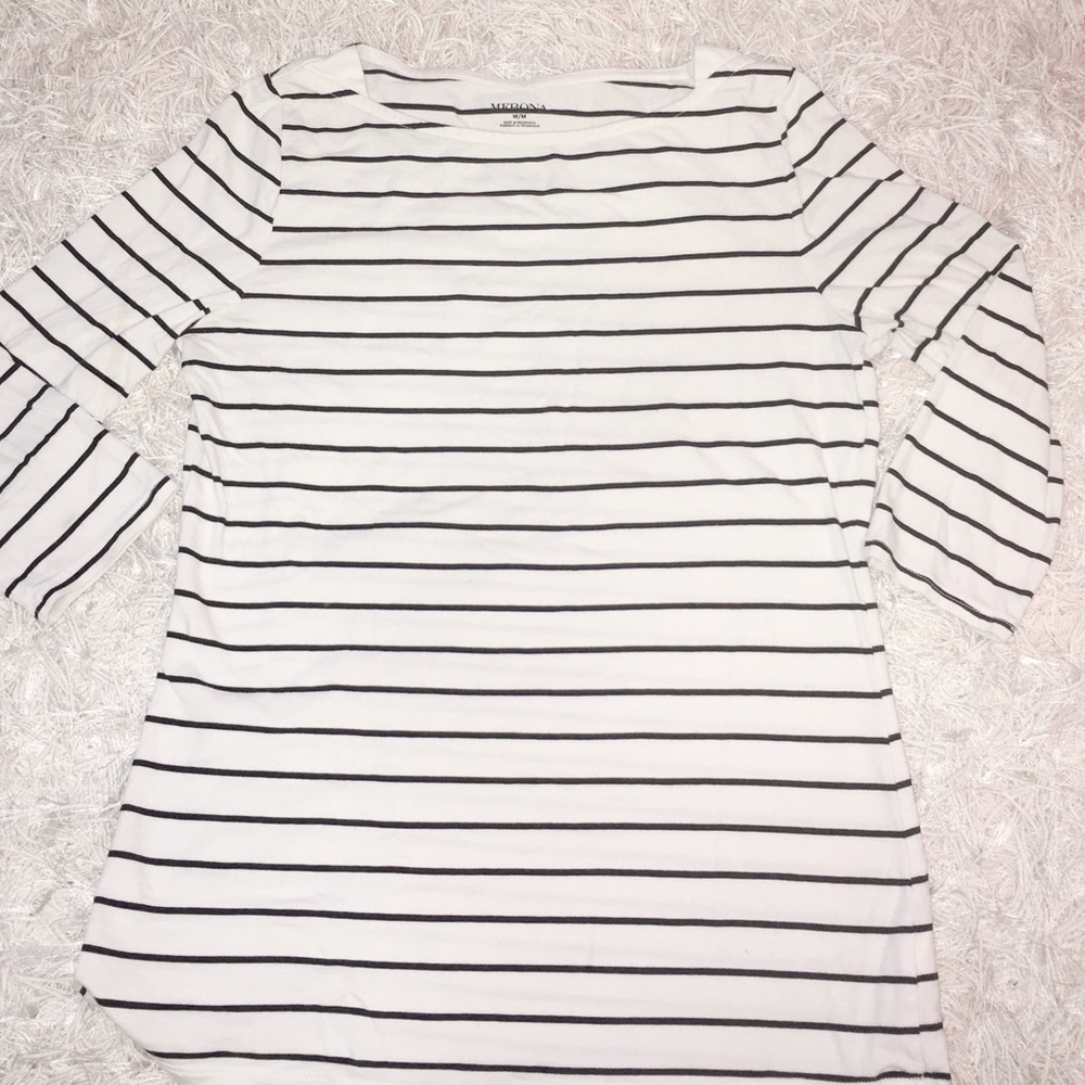 White Stripped Long Sleeve Shirt