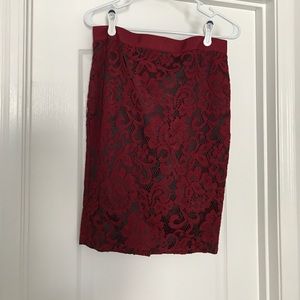NEW w/o tags!! Burgundy red lace pencil skirt