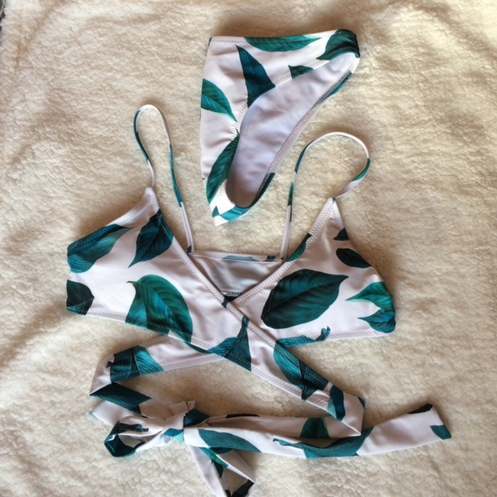 wrap leaf bikini set