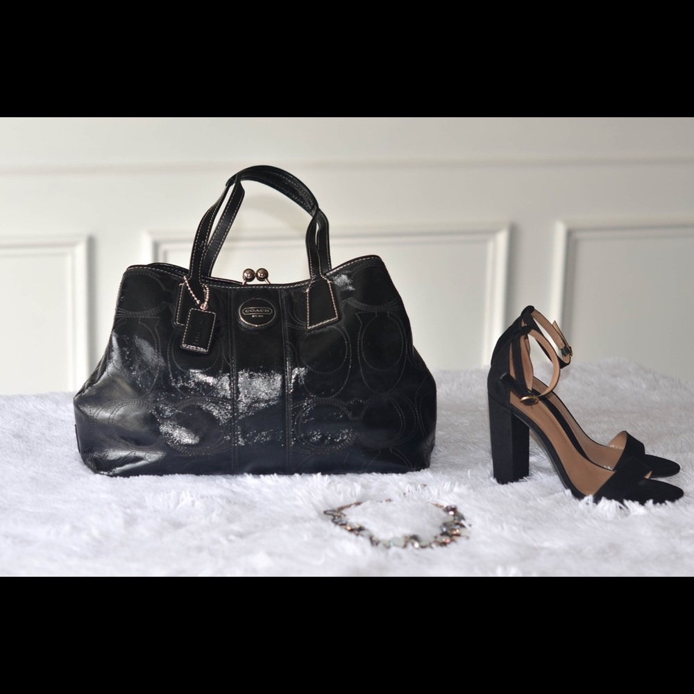 Black Patent Leather Signature Framed Kisslock