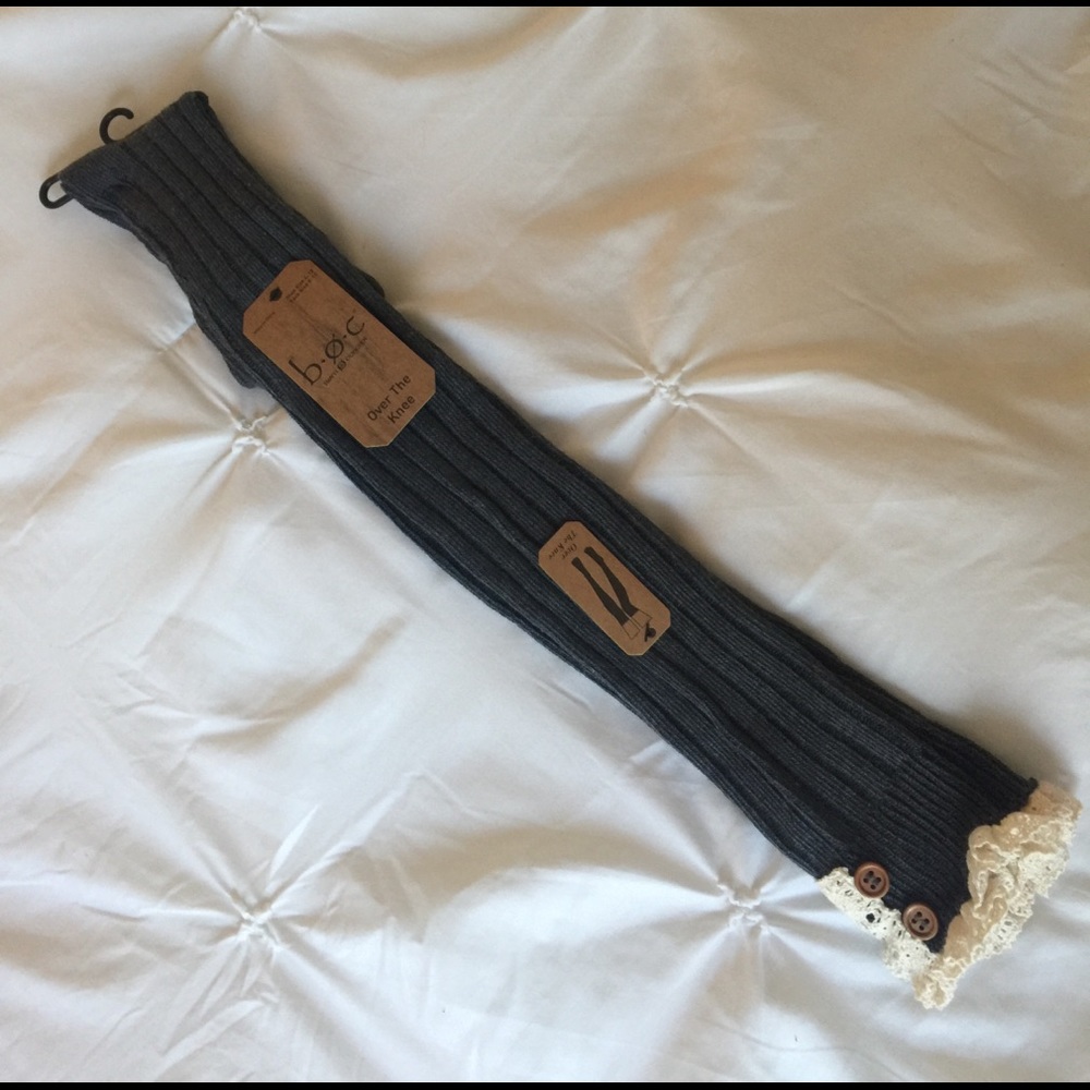 Over the knee socks with lace embellishment