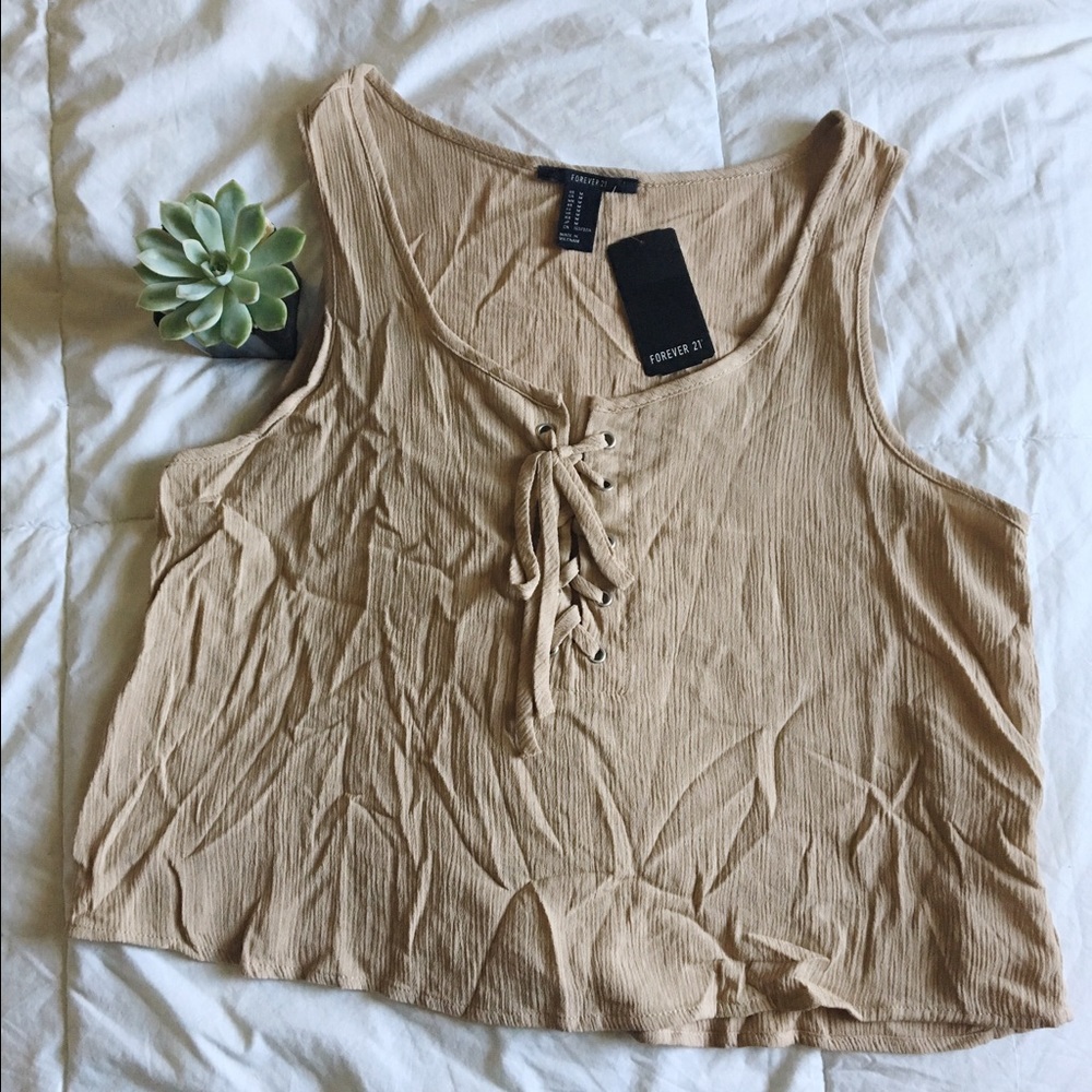 Light brown tie top f21 NWT