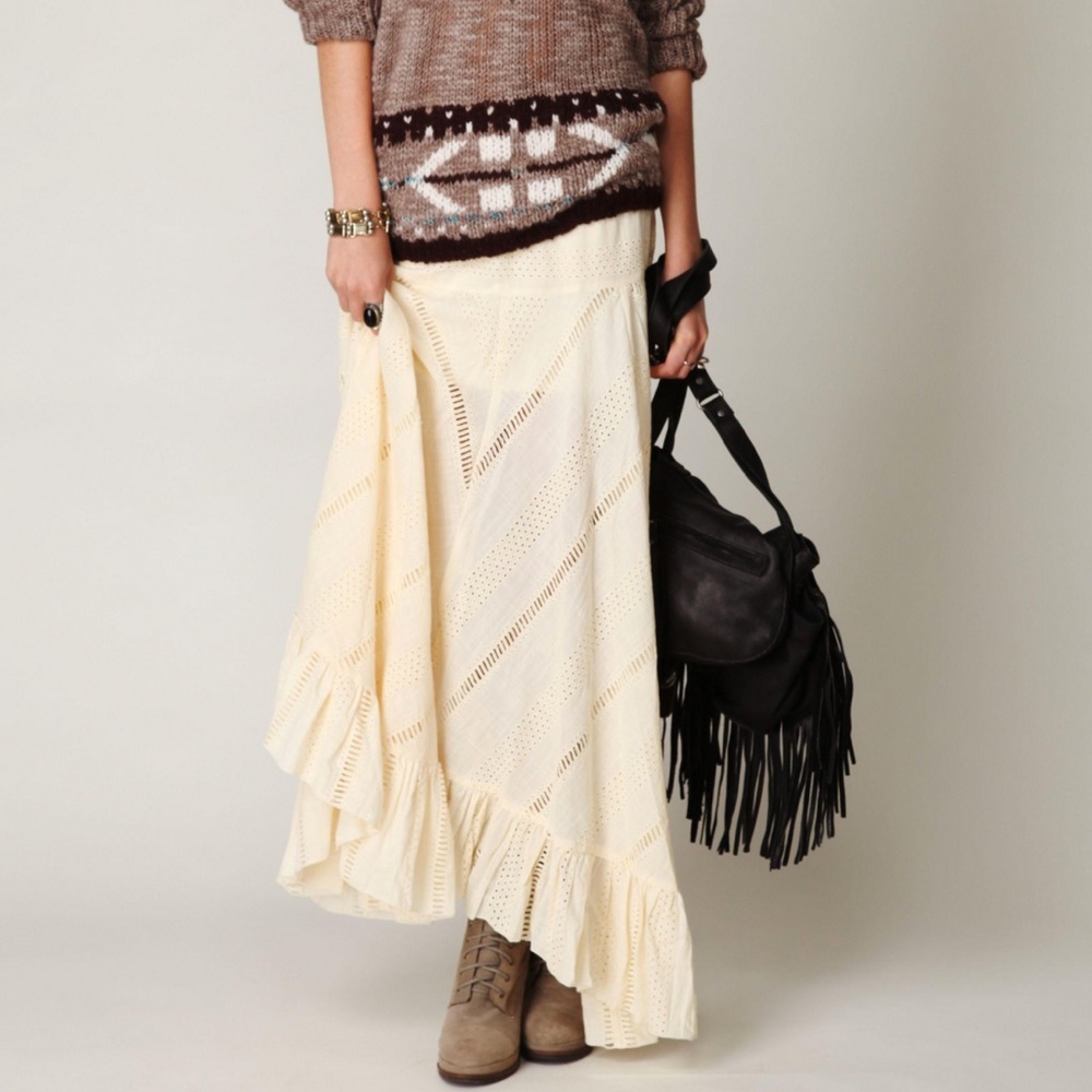 Beautiful Cream Eyelet Free People Flowy Skirt