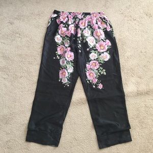 Floral Satin Wide Leg Pj Pants