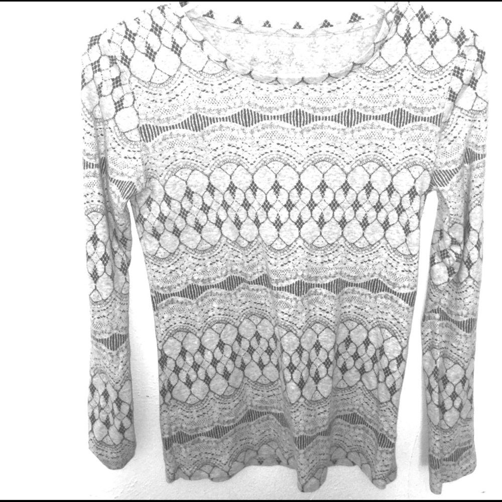 Khol's Long Sleeve Grey Printed Top