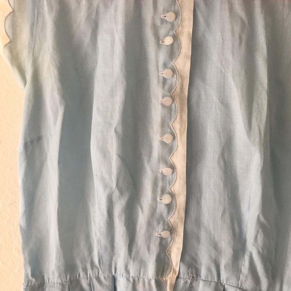 Handmade vintage 50s robins egg blue collar dress - Picture 3 of 7