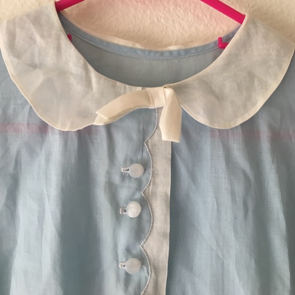 Handmade vintage 50s robins egg blue collar dress - Picture 2 of 7