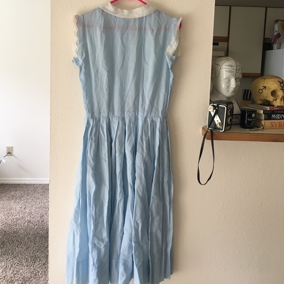 Handmade vintage 50s robins egg blue collar dress - Picture 6 of 7