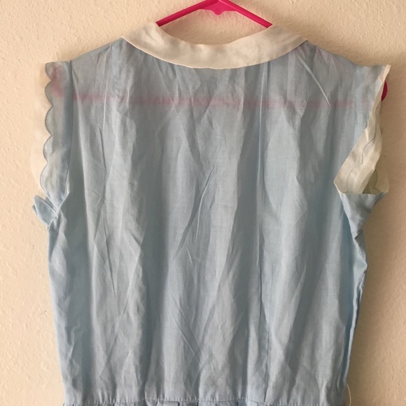 Handmade vintage 50s robins egg blue collar dress - Picture 7 of 7