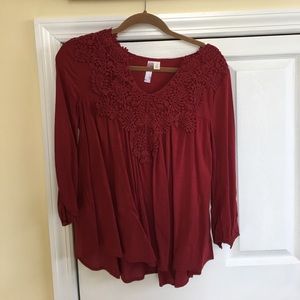 Red 3/4 Sleeve Blouse