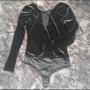 Velvet v-cut bodysuit