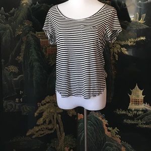 Black and white striped summer top with pocket