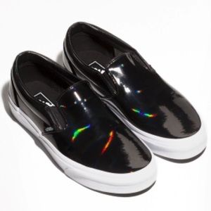 Black holographic slip on Vans