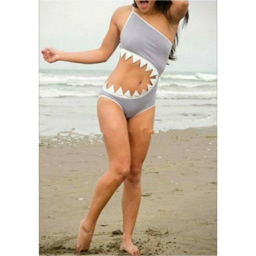 1 Lg left! Shark Attack 1 piece cut out swimsuit - Picture 1 of 3