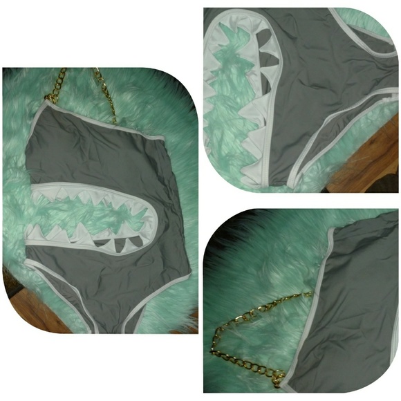 1 Lg left! Shark Attack 1 piece cut out swimsuit - Picture 2 of 3