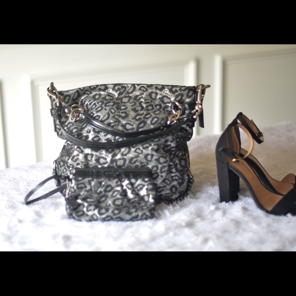 Coach Ocelot Print Silver Lurex Handbag only