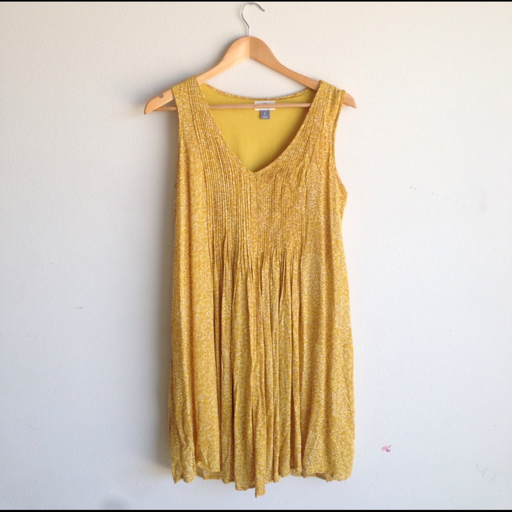 Yellow floral | front pleated | summer dress