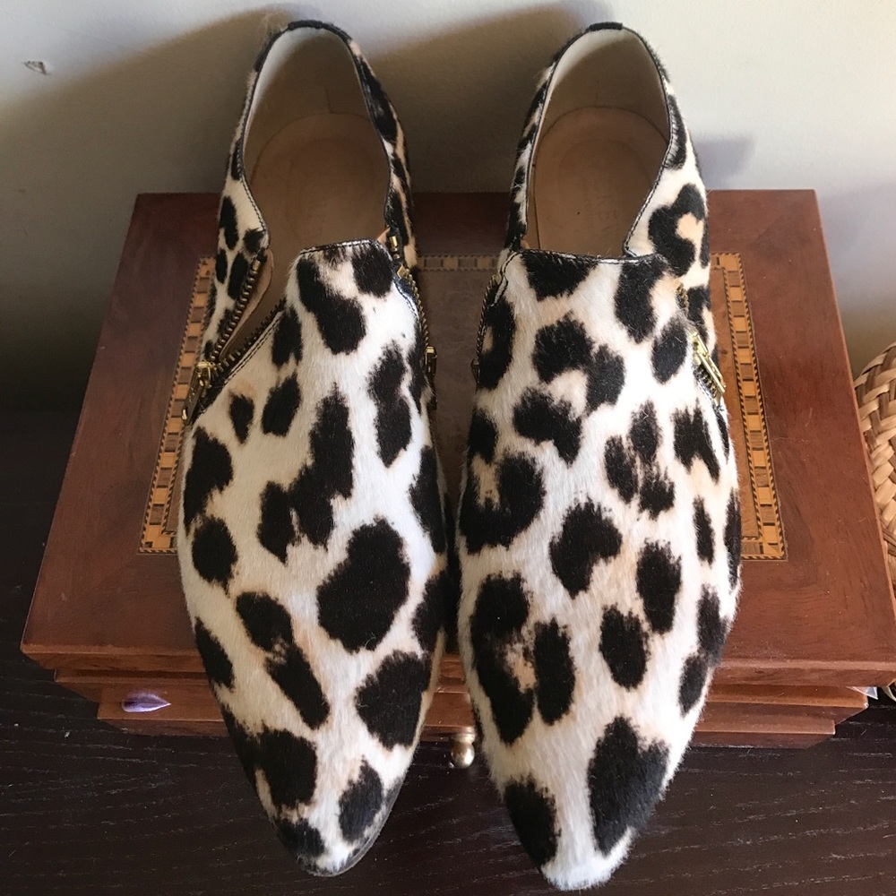 J. Crew Collection leopard print pony hair booties